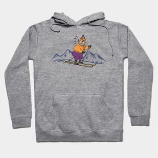 Cute Cartoon Dog Skiing in the Winter Mountains Hoodie